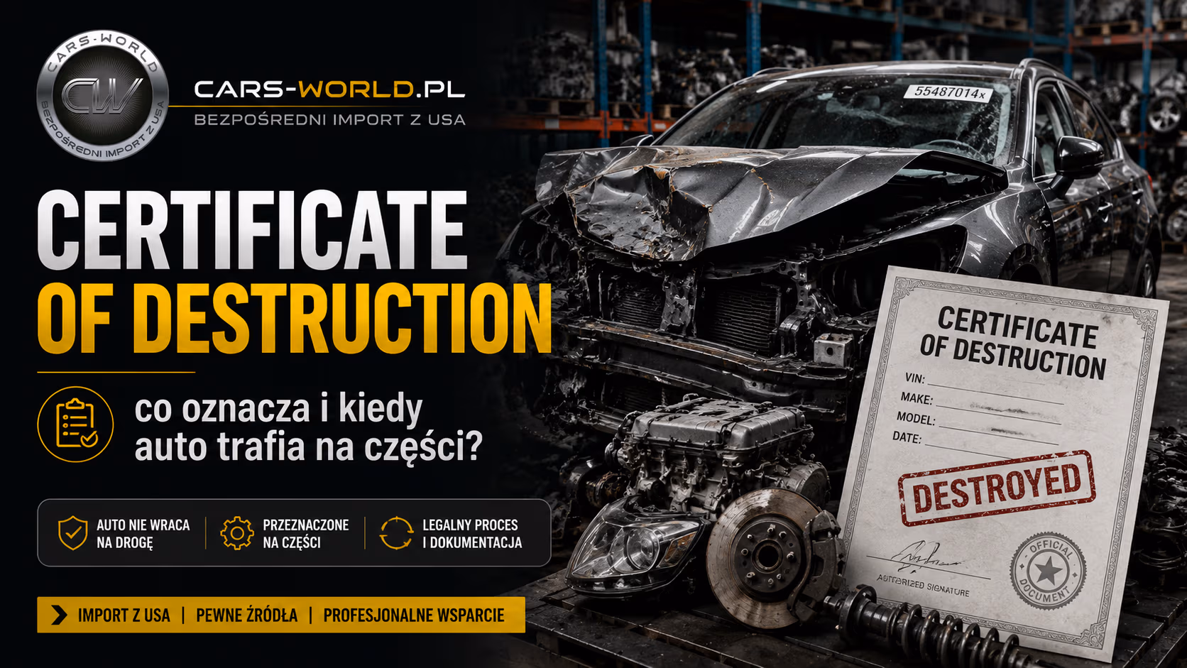 Certificate of Destruction – co to jest i czy można sprowadzić takie auto?