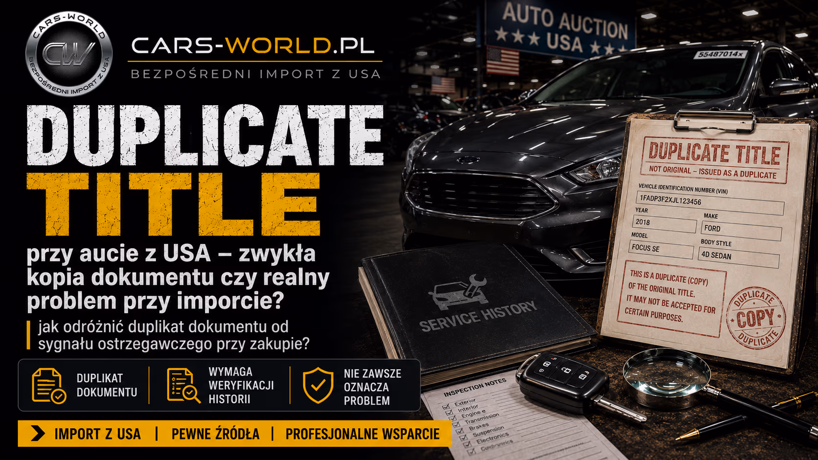 Duplicate title przy aucie z USA – co to znaczy?