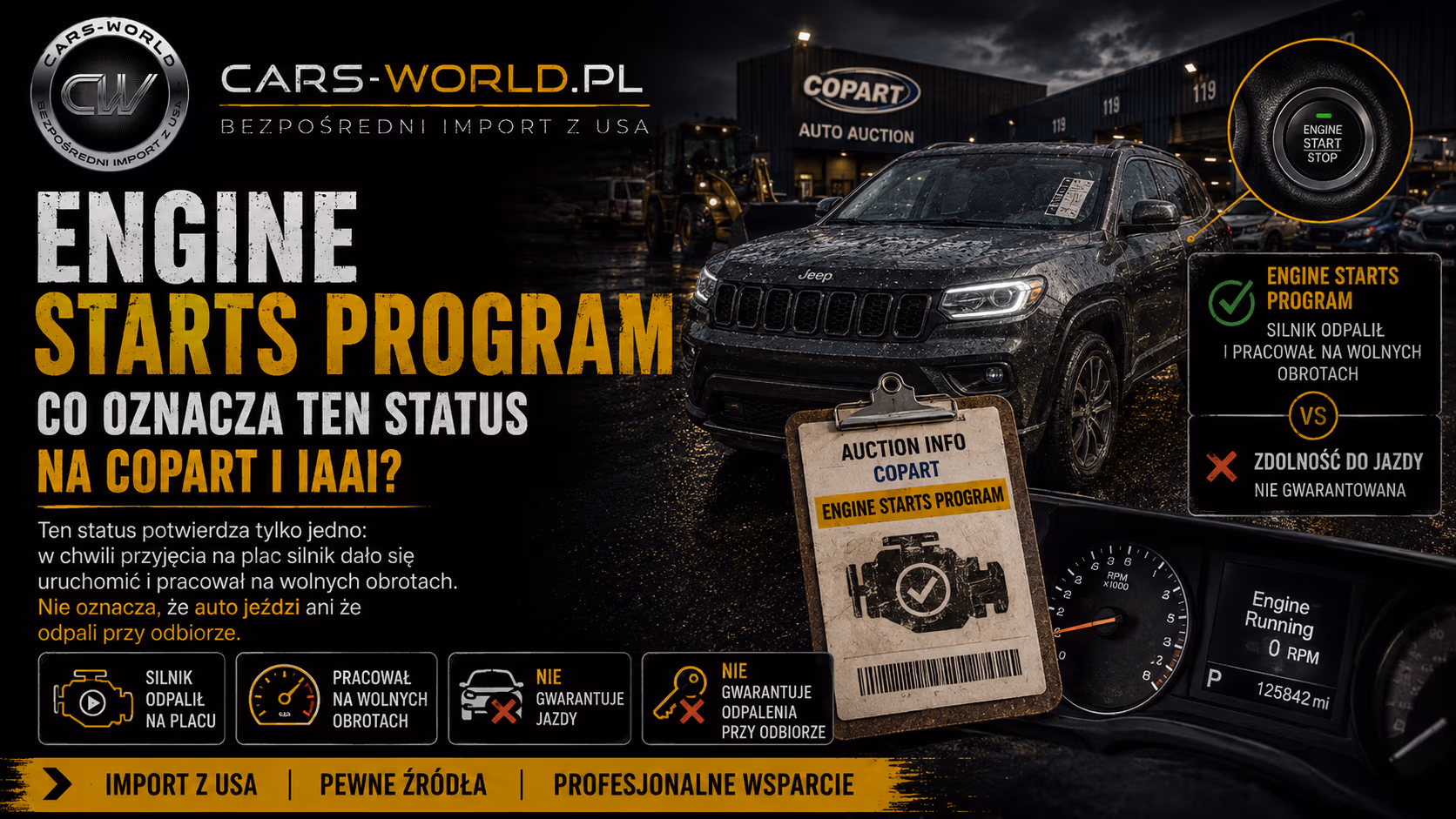 Engine Starts Program – co naprawdę oznacza ten status na aukcji z USA?