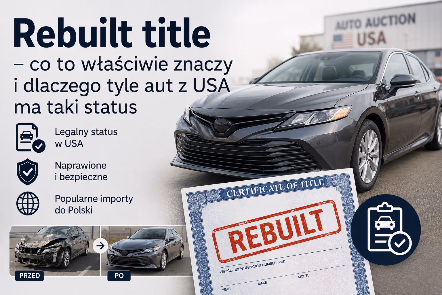 Rebuilt title – co to właściwie znaczy i dlaczego tyle aut z USA ma taki status?