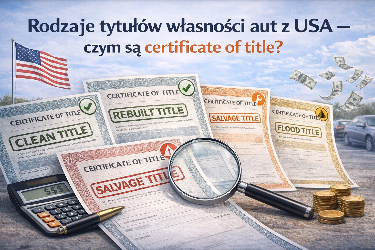 Rodzaje tytułów własności aut z USA – czym są certificate of title?